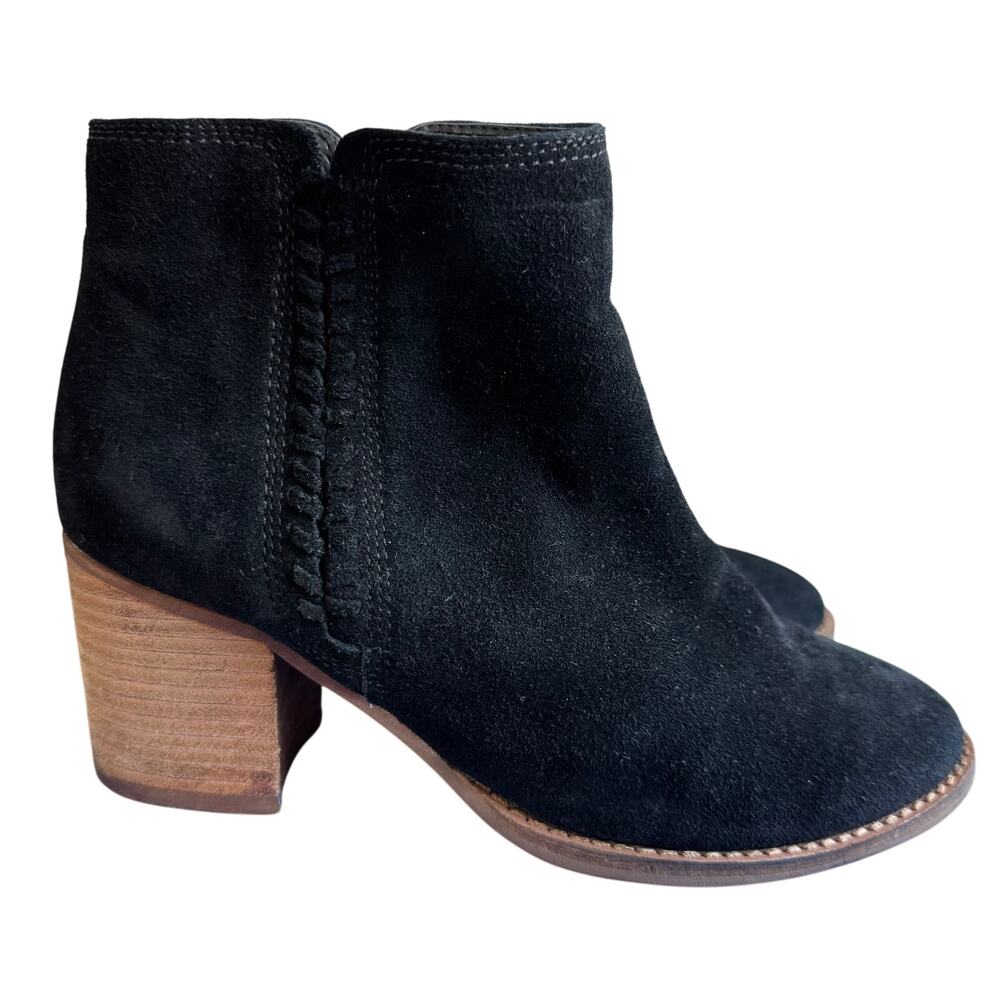 Blondo Nina Black Suede Waterproof Ankle Block Heel Bootie Size 7.5-Western